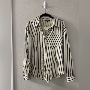 NWT Black & White Stripe Button Down Shirt